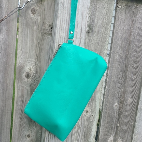 Vegan Leather Wristlet in Bright Mint Green - Picture 2 of 4